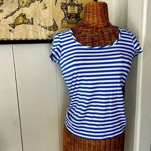 Beautiful J. McLaughlin blue and white striped shirt